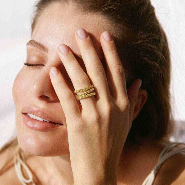 Amalia Green Ring | Stylish Gold Jewelry Gift Waterproof and Elegant