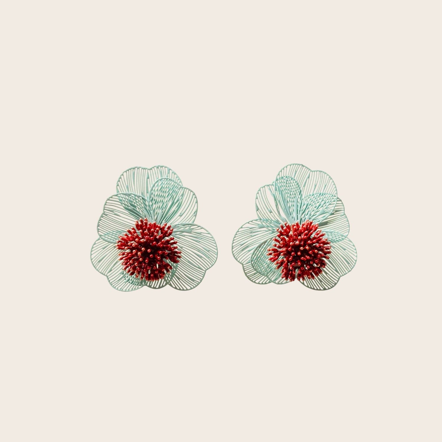 Red Coralina earrings, 2 in 1