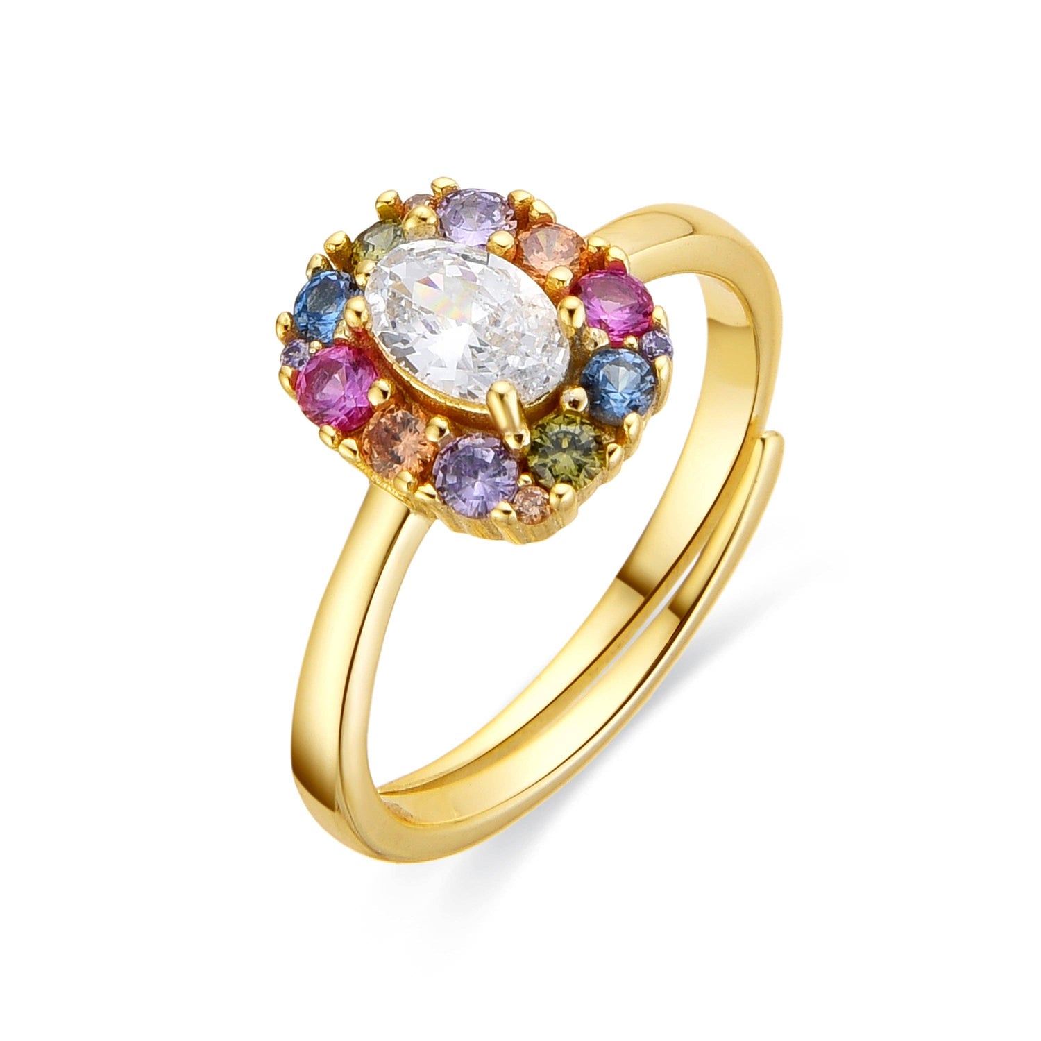 Luxenter Mezay Ring Sterling Zilver 925: ZILVER 925 / Verstelbaar / VEELKLEURIG