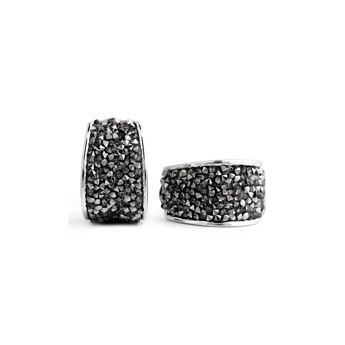 Black and silver contemporary statement earrings by Kwane with a distinctive and elegant design