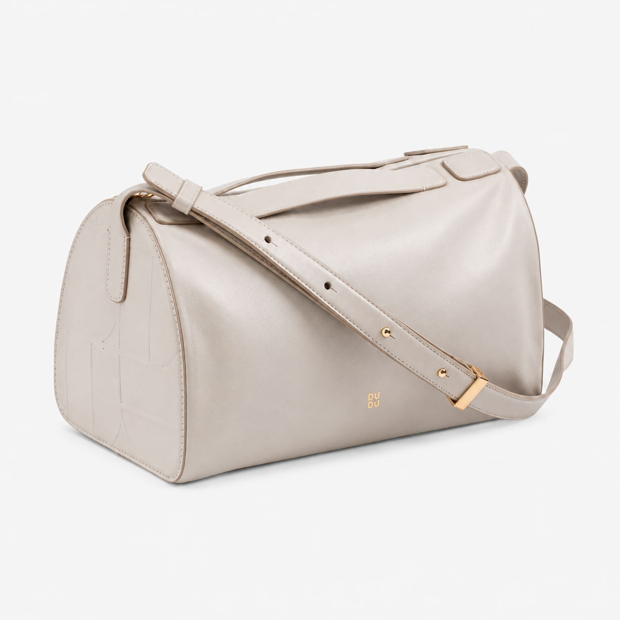 DuDu® pearl grey women's leather shoulder bag made from soft premium Nappa calf leather