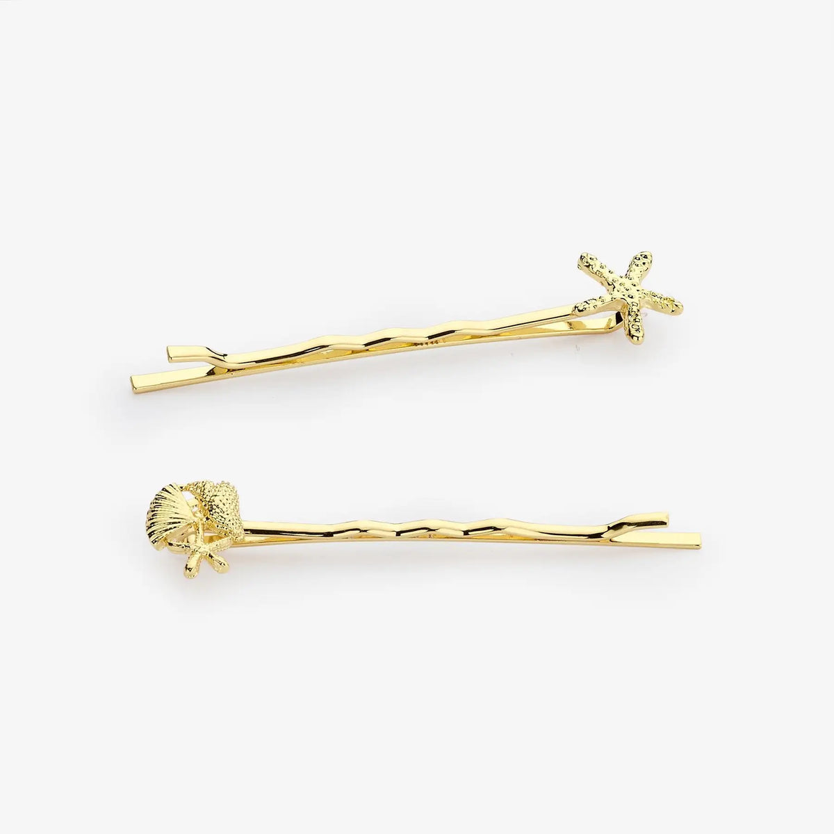 Gold-plated ocean hair clip with an elegant coastal-inspired design for stylish everyday hair styling