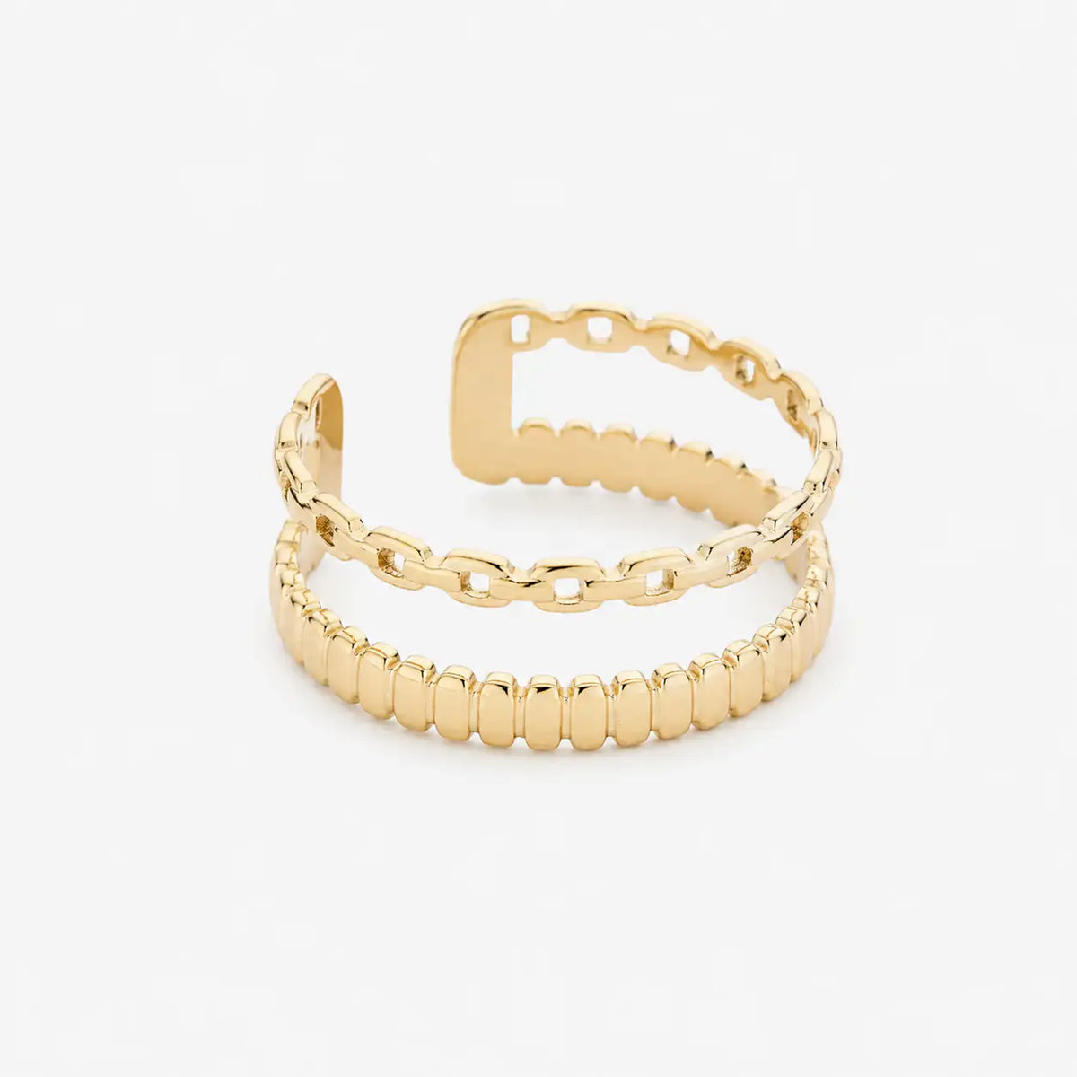 Gold chain ring with an elegant gold-tone finish and modern minimalist chain design