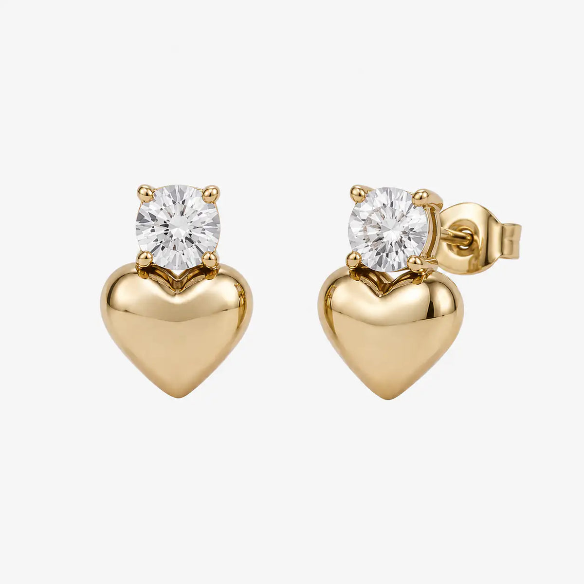 Gold heart earrings with an elegant gold-tone finish and timeless romantic design