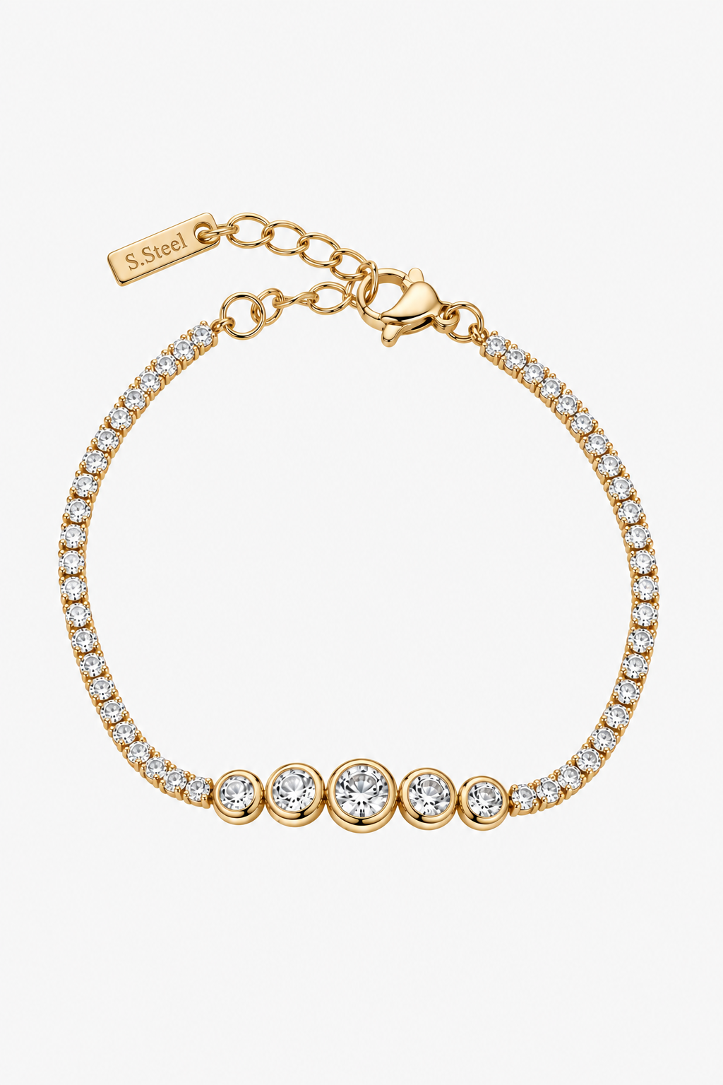 Esther gold stainless steel bracelet featuring a refined gold-tone design for everyday wear