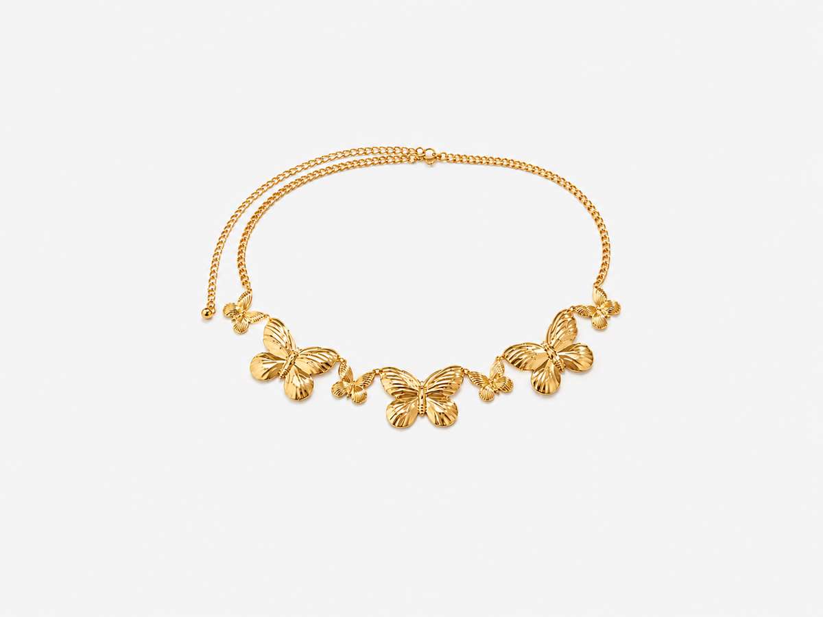 Gold stainless steel waist chain with an elegant gold-tone design for women and stylish everyday wear