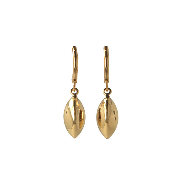 Gold earrings on a white background