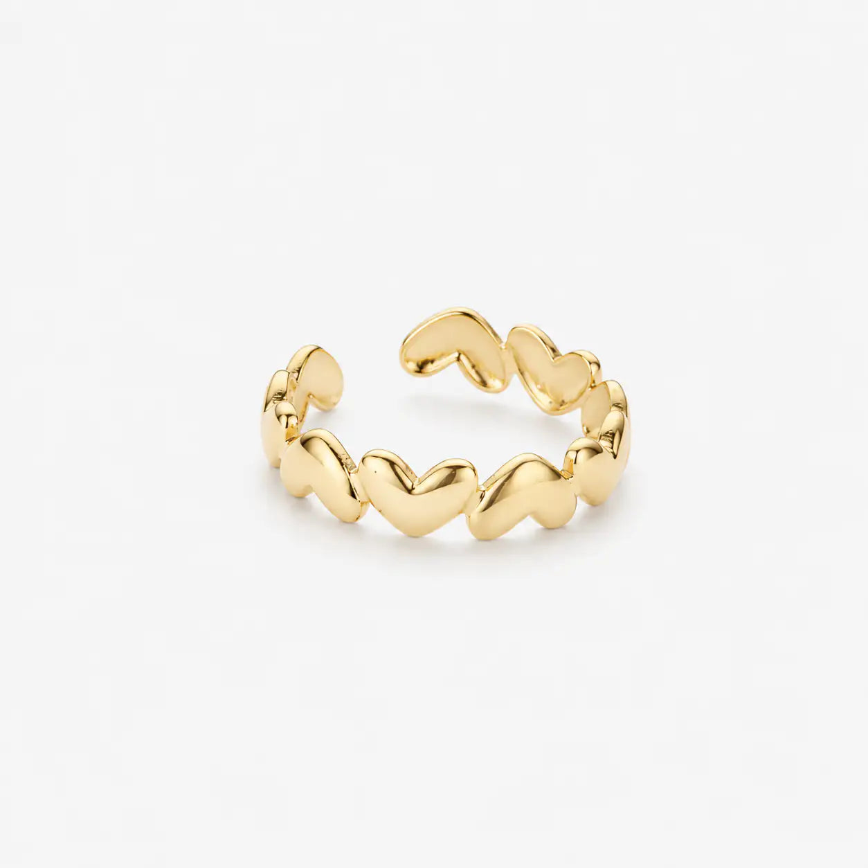 Gold heart chain ring with an elegant gold-tone finish and modern minimalist chain design