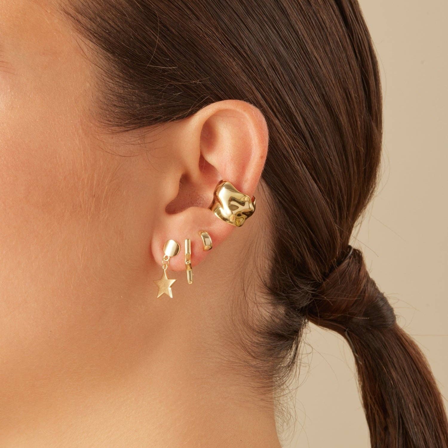 Kiran 14K gold-plated 925 sterling silver earrings featuring an elegant design for everyday statement styling