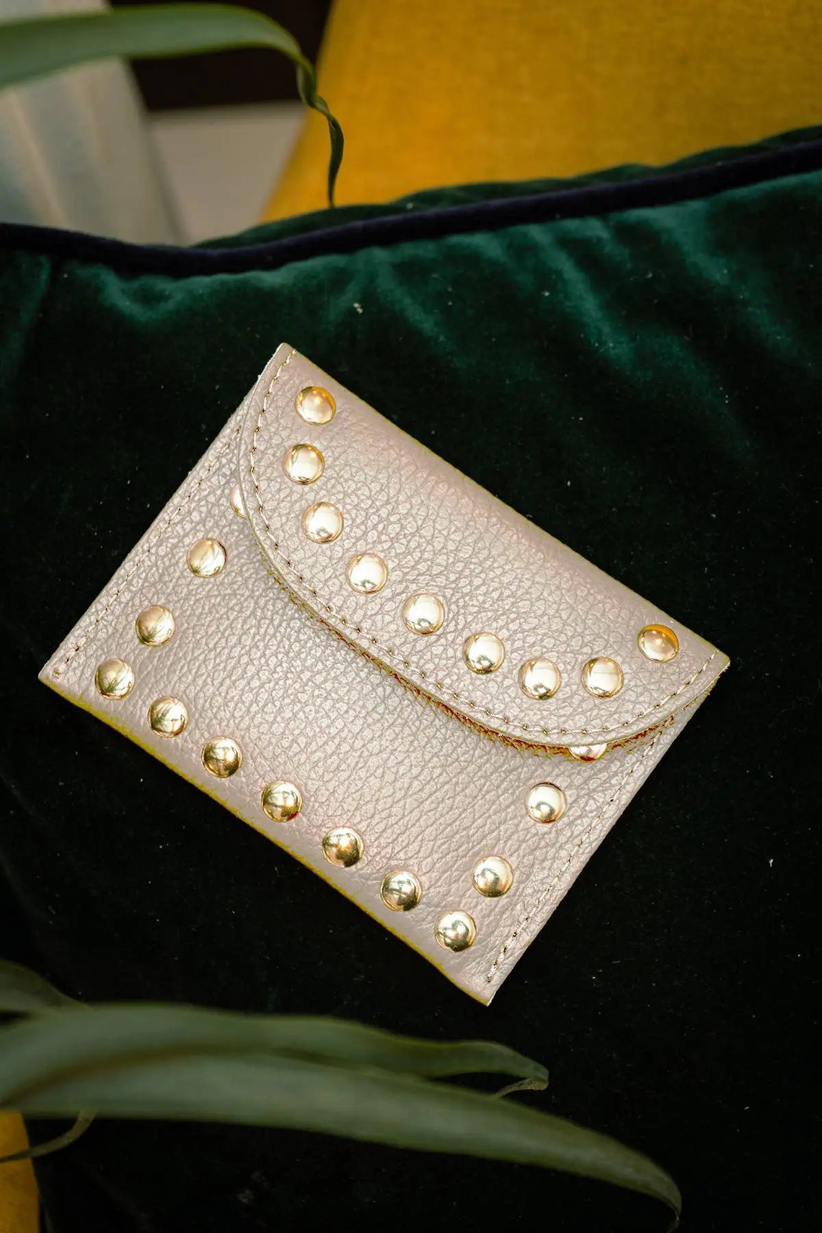 LEINA beige minimalist wallet with a sleek compact design for stylish everyday use