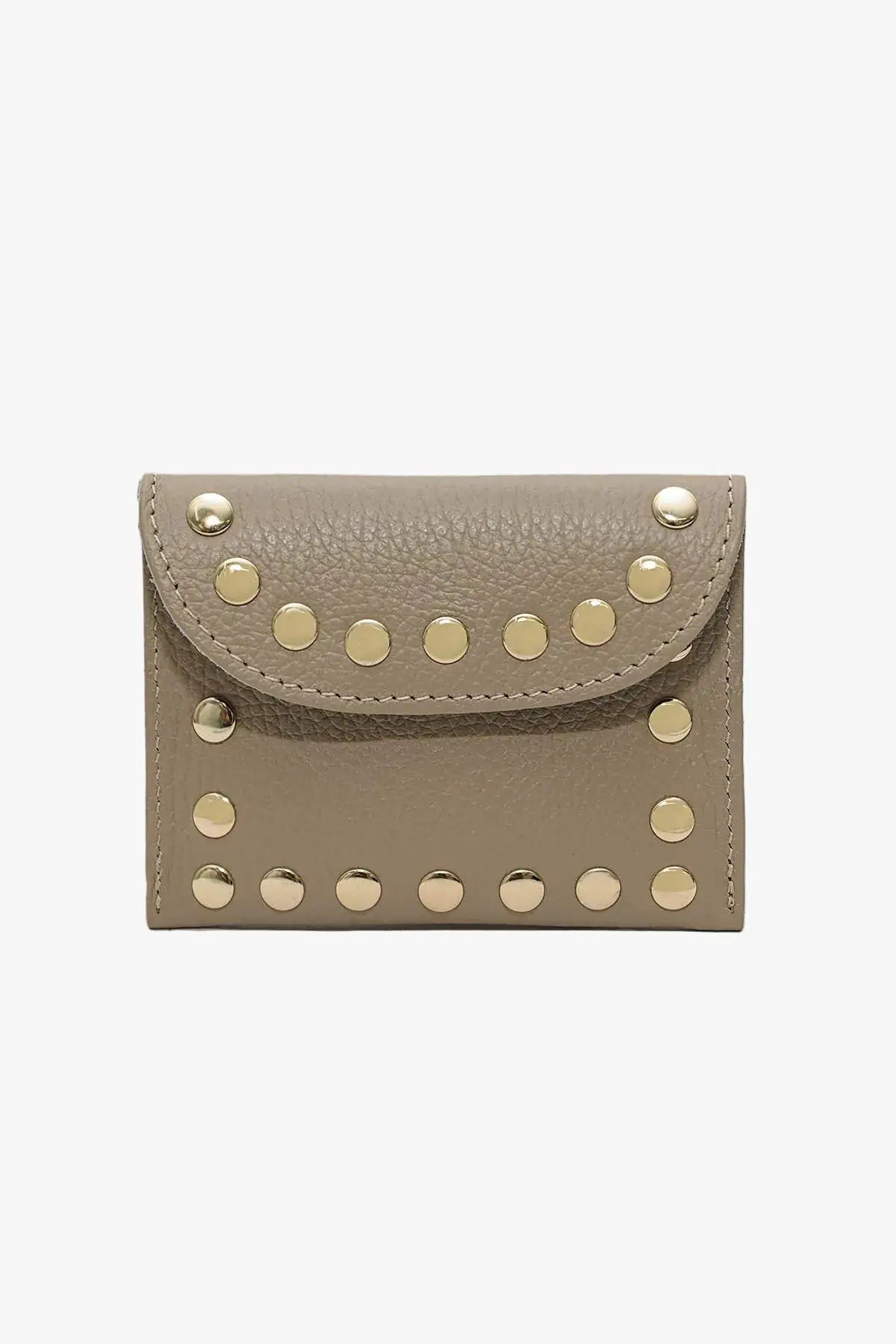 LEINA taupe leather wallet crafted from genuine leather with an elegant compact design for everyday use