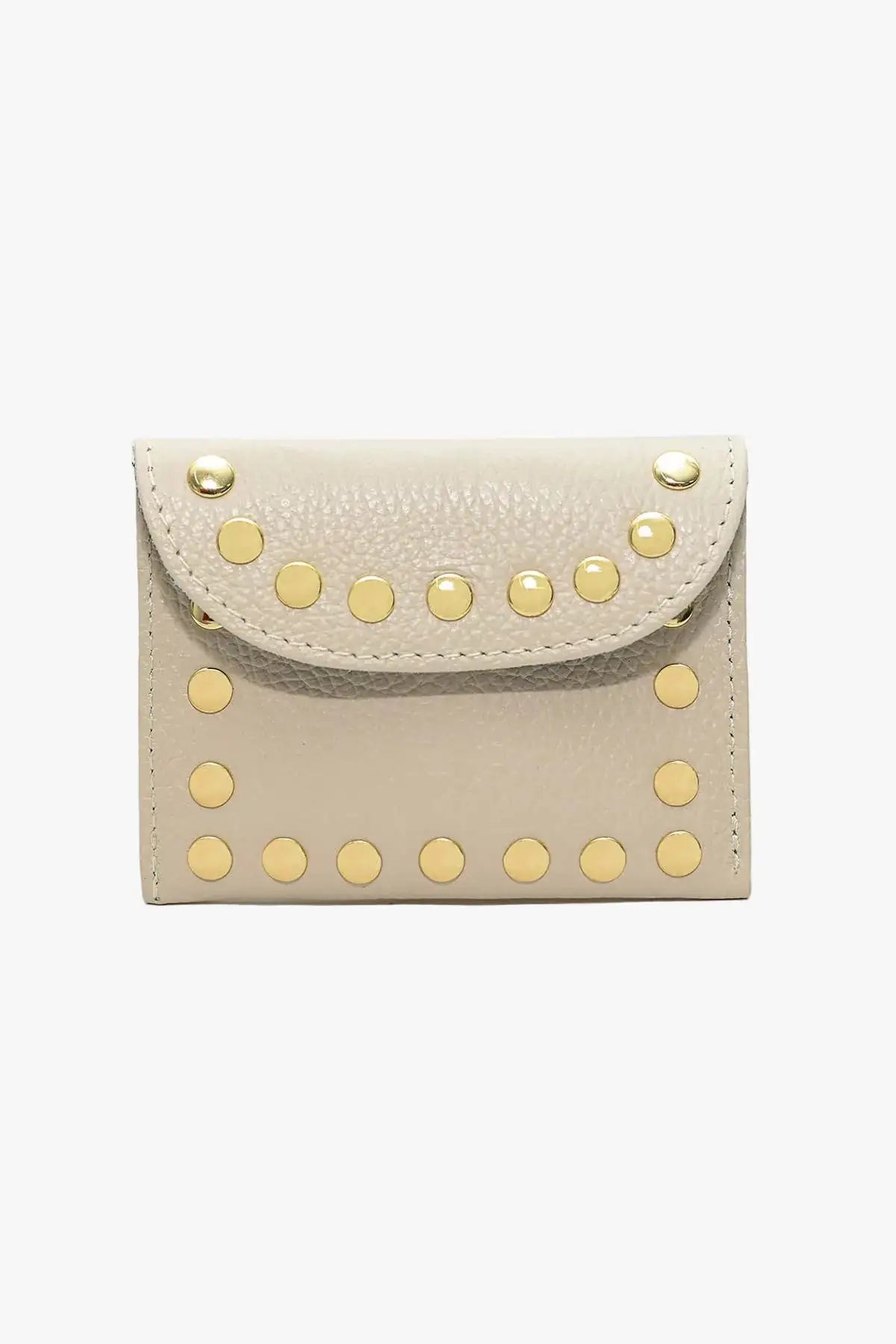 LEINA beige wallet with a refined compact design for organising everyday essentials in elegant style