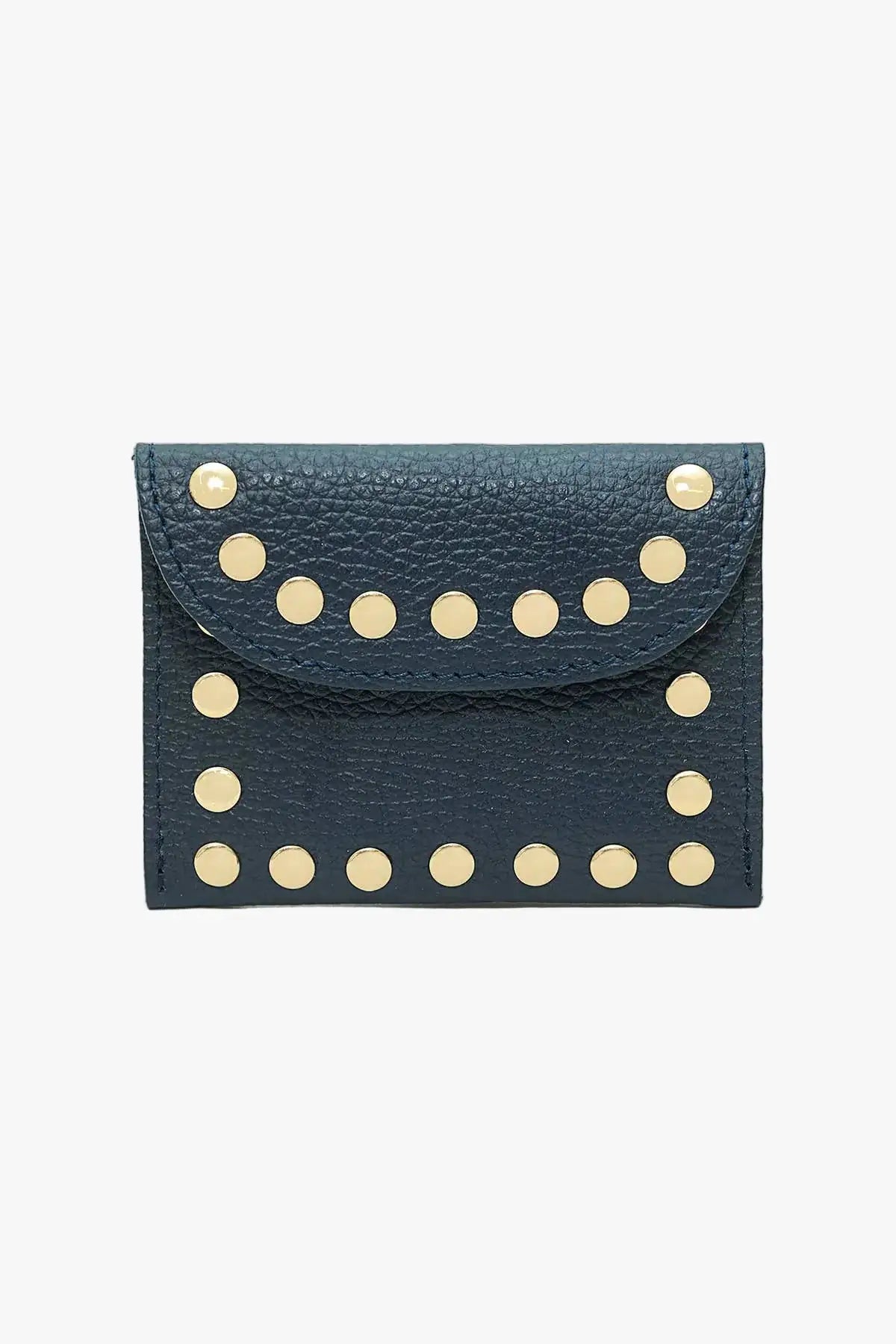 LEINA Navy Luxe Wallet – Genuine LEINA Navy Luxe wallet crafted from genuine leather in navy blue with an elegant compact design for everyday use