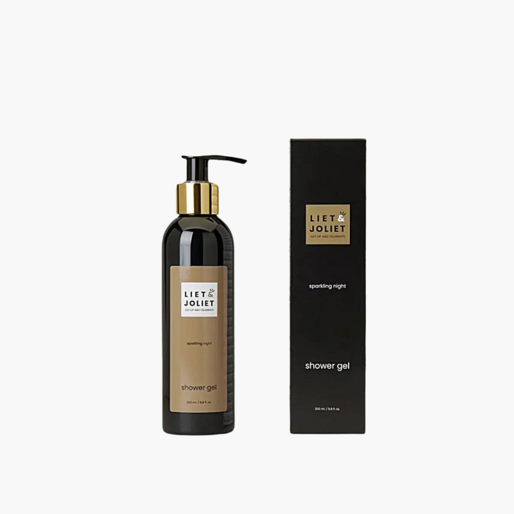 Liet & Joliet Sparkling Night Showergel bottle and packaging, 200ml.