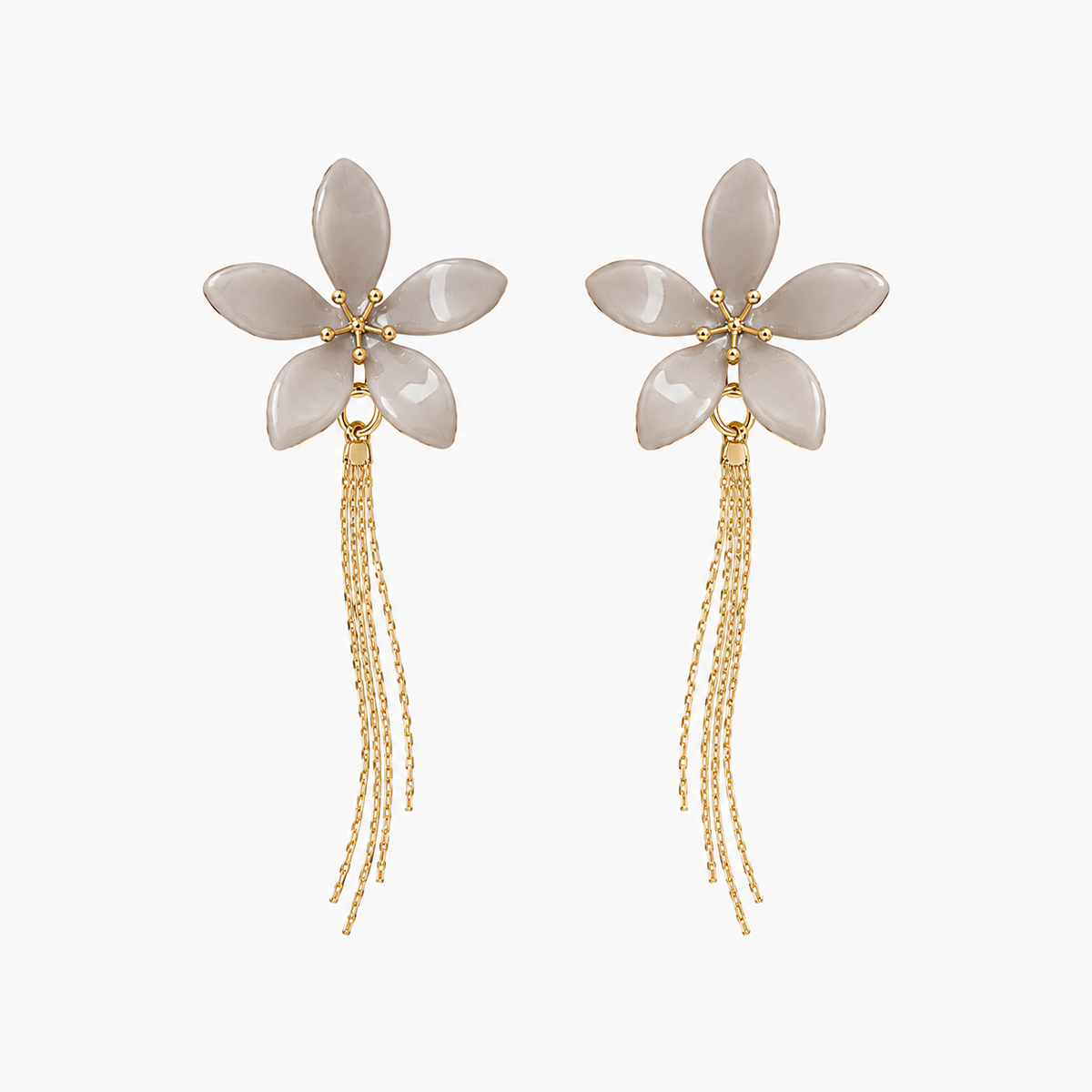 Lily flower earrings with an elegant gold-tone floral drop design for a sophisticated statement look