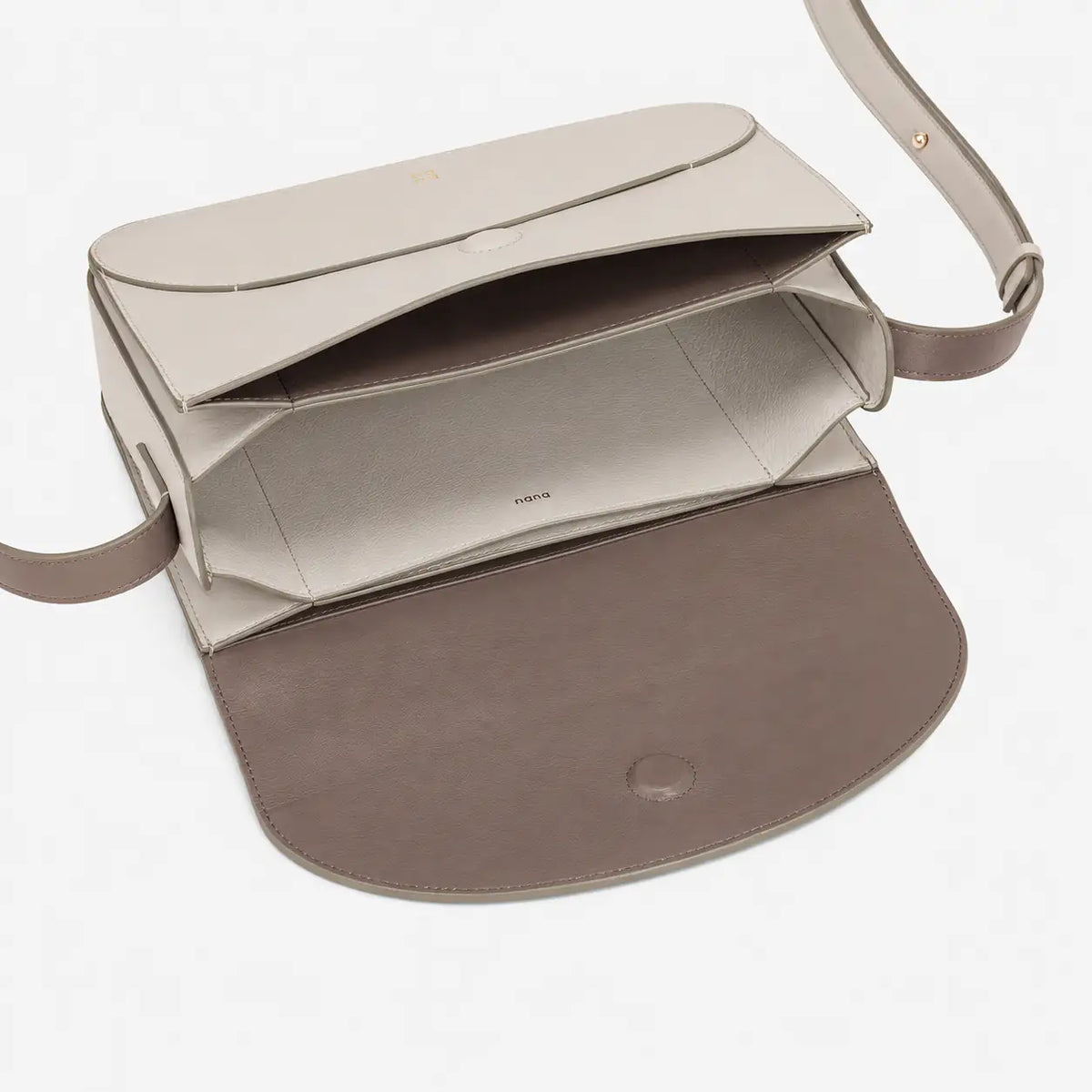 LuxeFold beige leather shoulder bag crafted from full-grain calf Nappa leather for stylish everyday and occasion wear