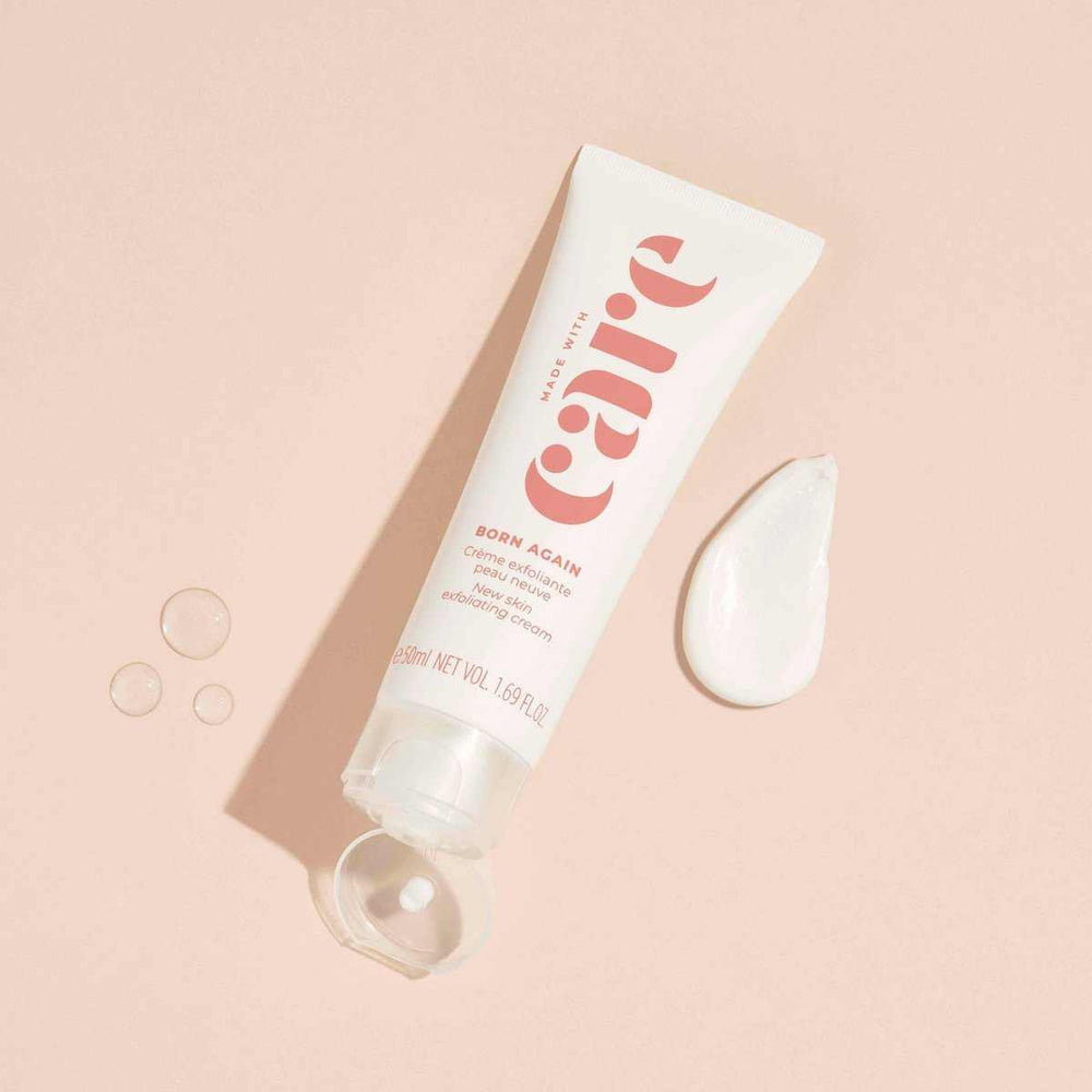 Made with Care Exfoliating Cream, 50ml tube for smoother skin.