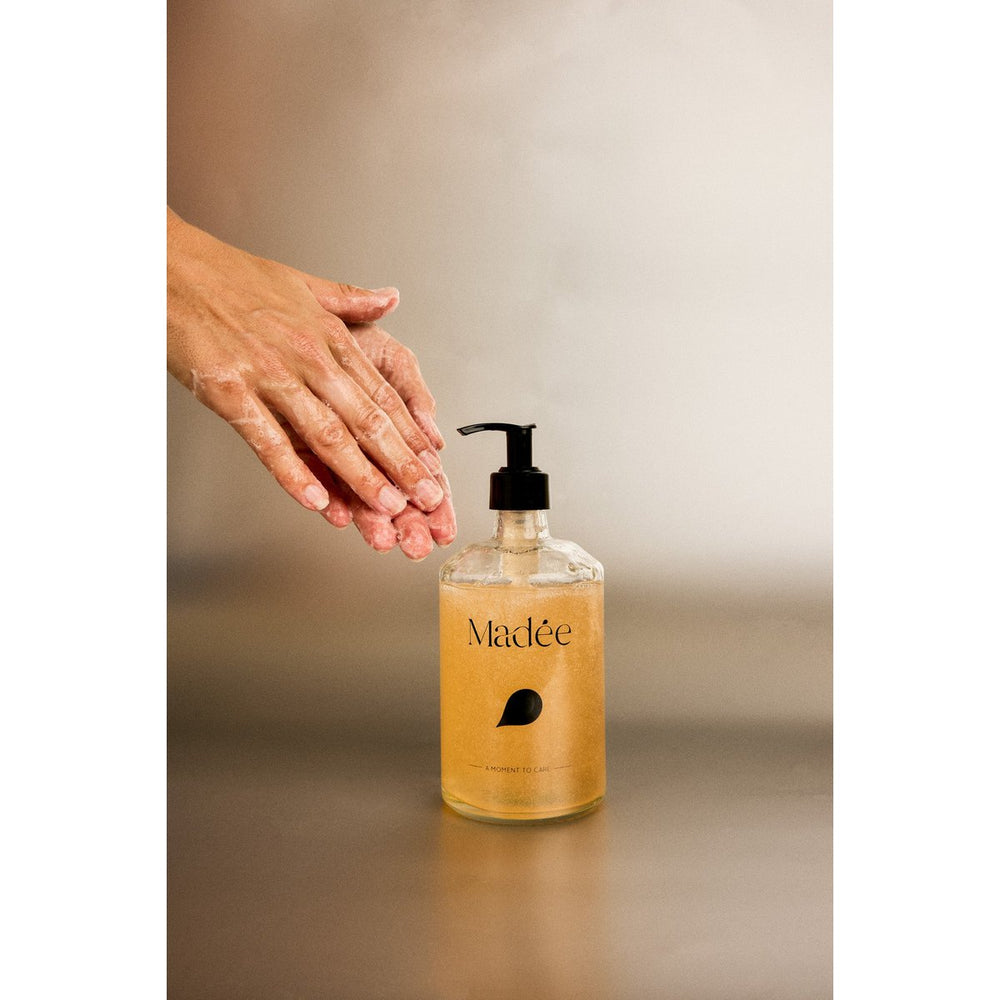 Product packaging with 'Madee' branding on a white background