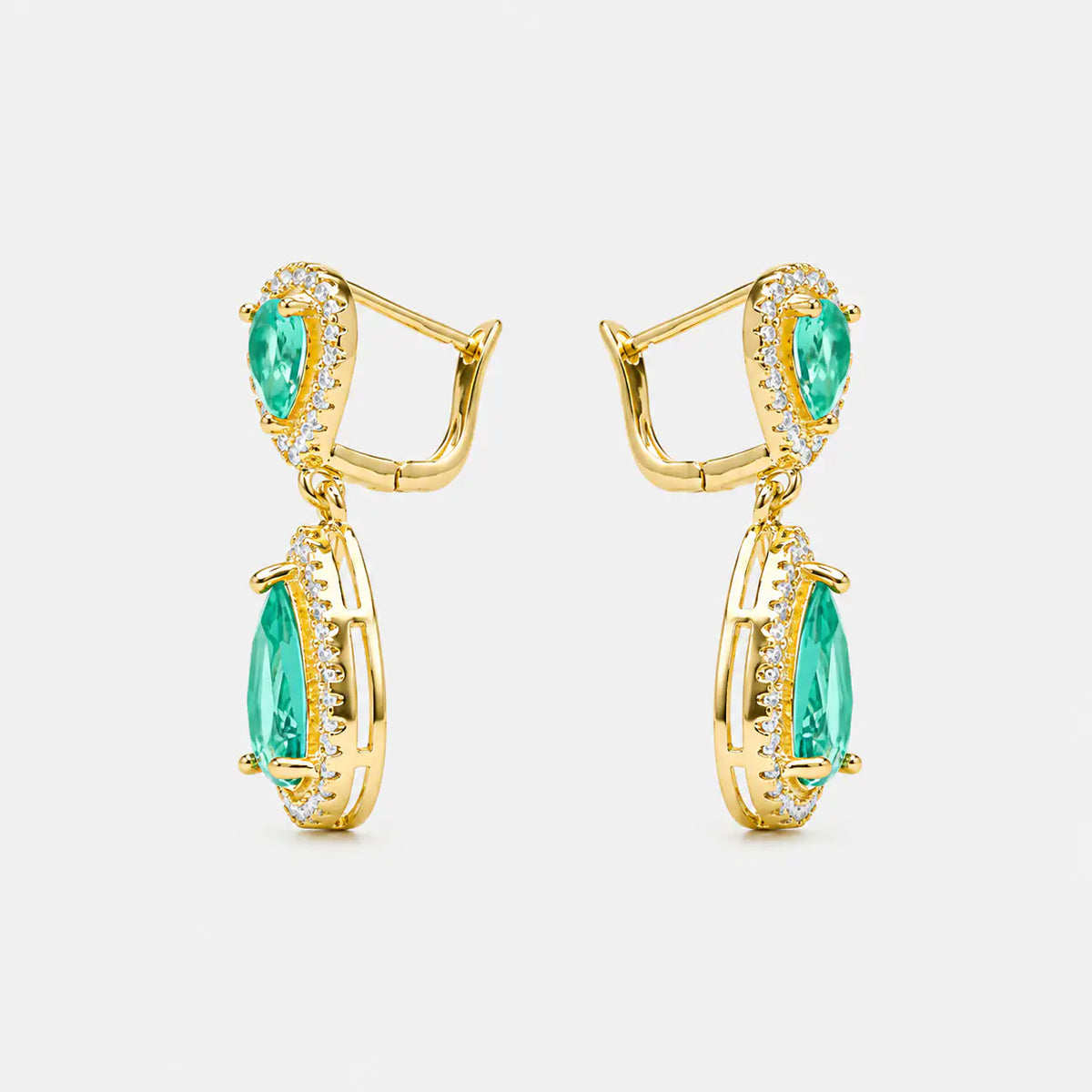 LievKaart Misim Earrings – Hydrothermal Paraíba Green Quartz with 18K Gold Finish