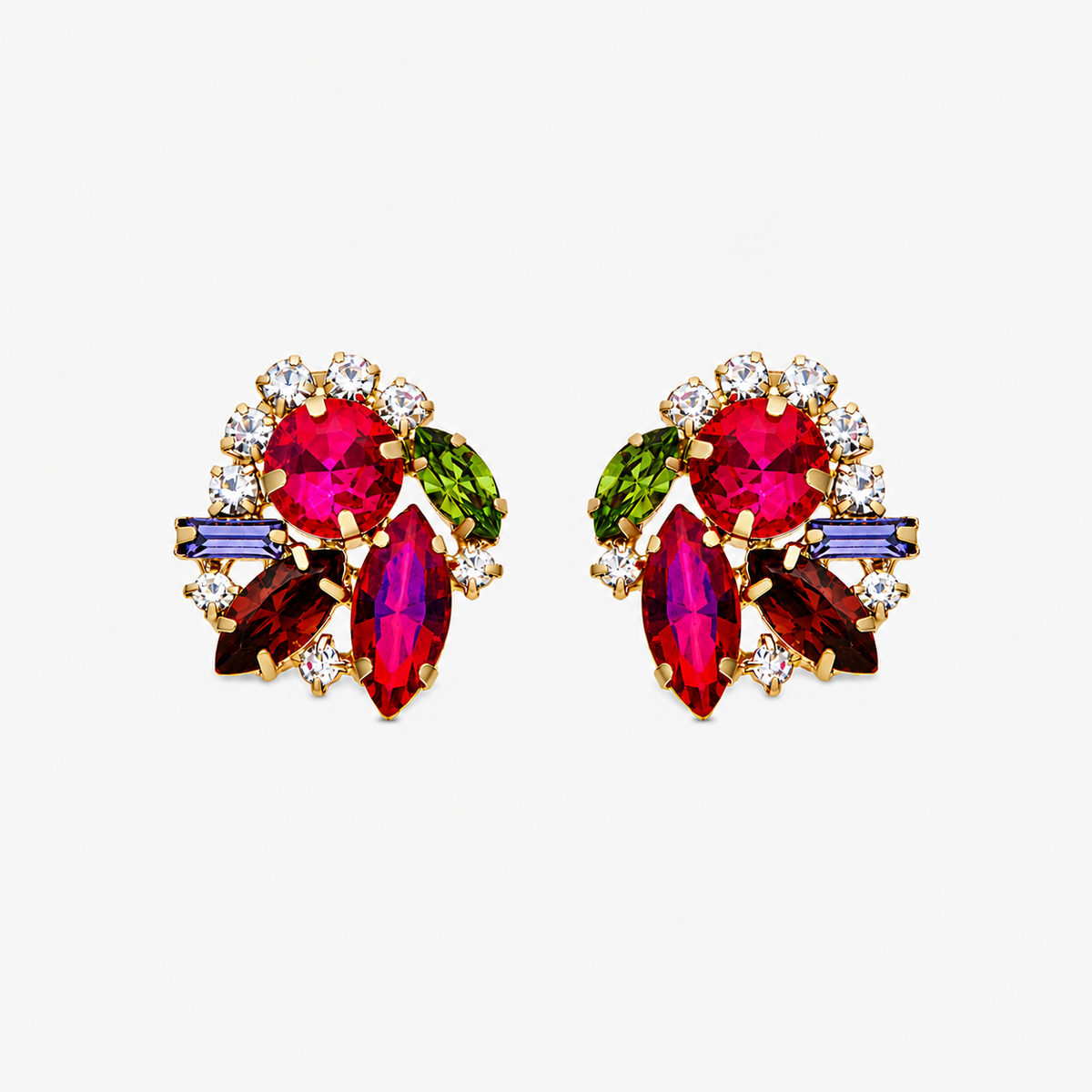 Mutaj floral earrings in red and pink with a botanical statement design and elegant floral details