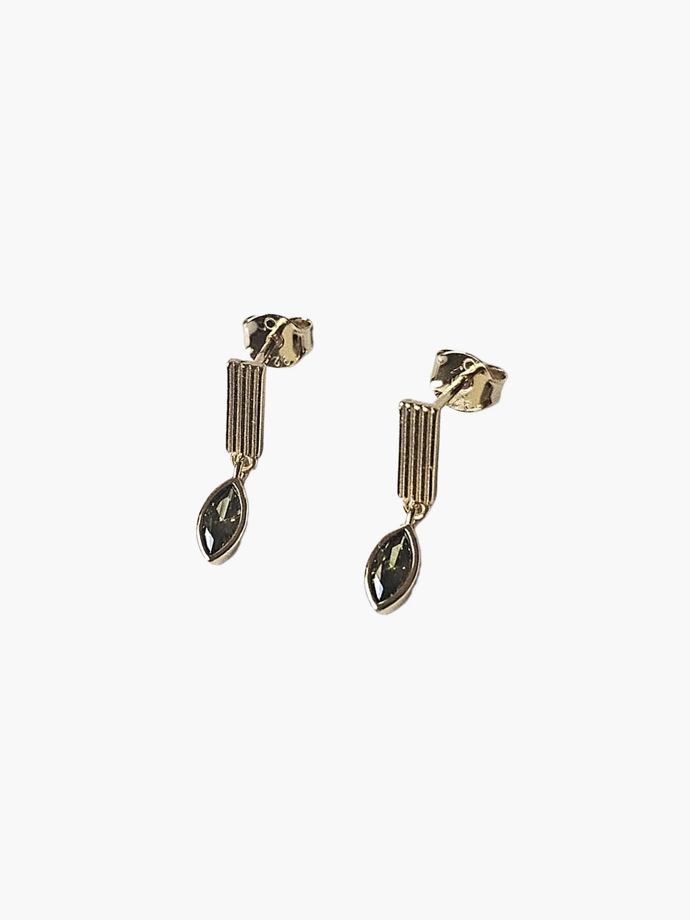 O'Milo - Ribbed Bar Peridot Drops. Leaf O'Milo