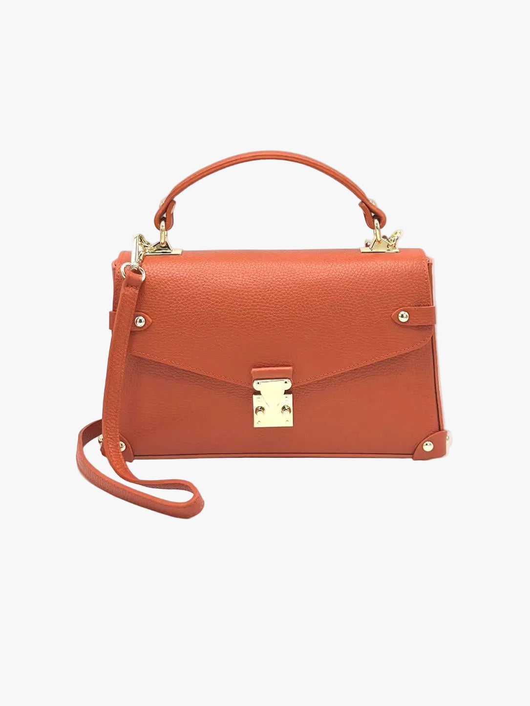 Orange genuine leather shoulder bag crafted from premium leather for everyday and sophisticated style
