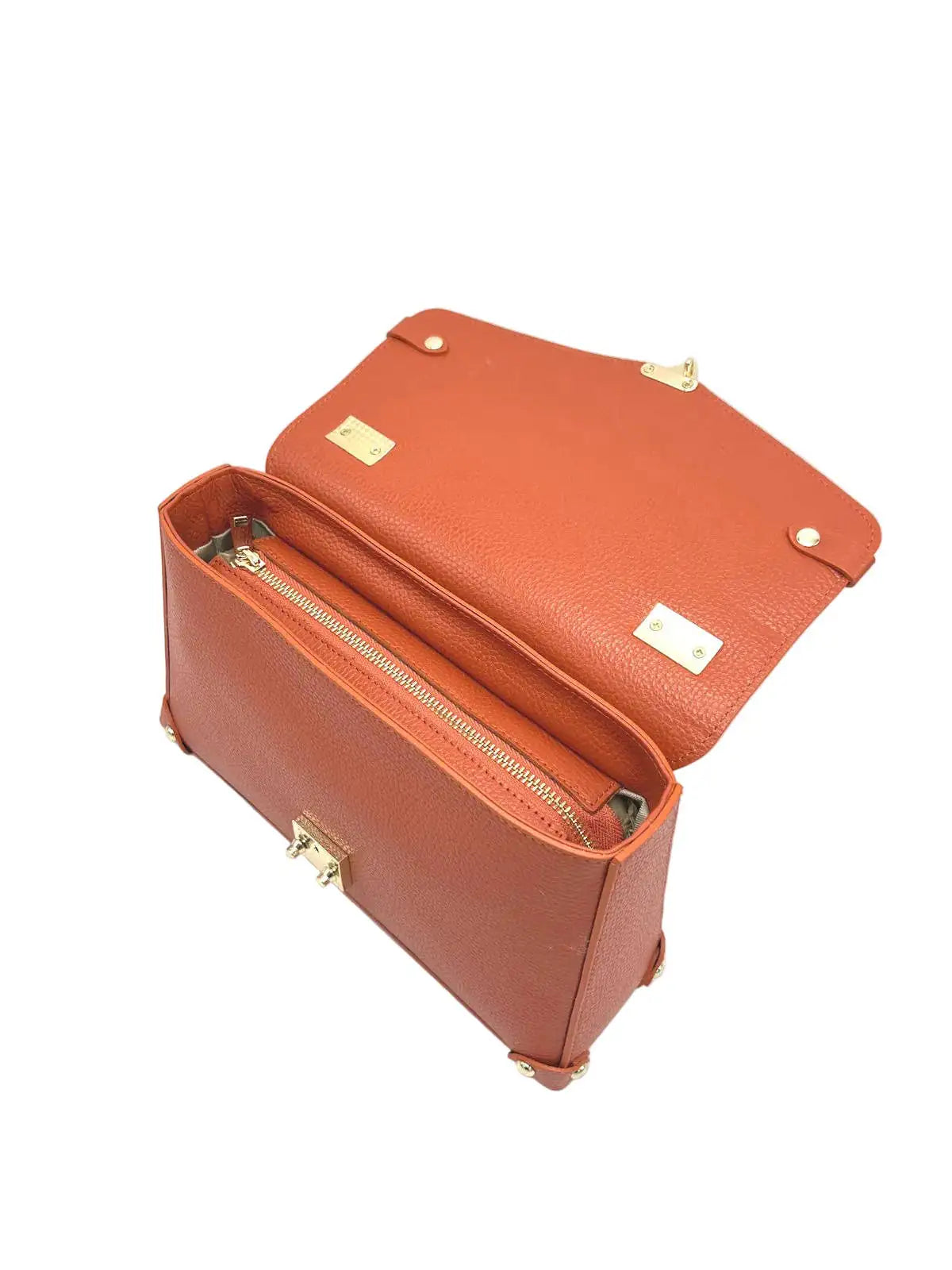 Orange leather shoulder bag designed for sophisticated everyday style with a premium genuine leather finish