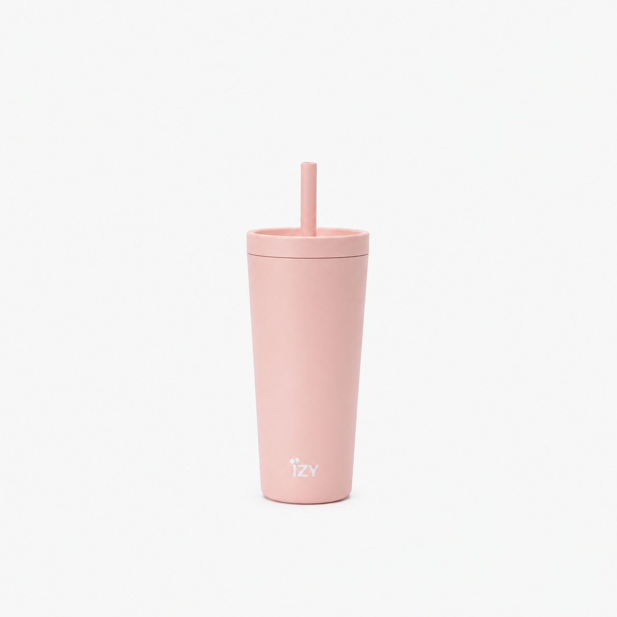 Pink tumbler IZY with a straw