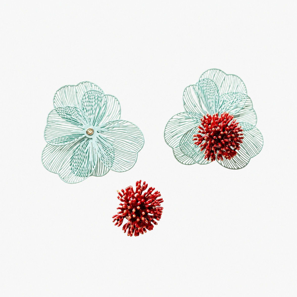 Red and turquoise convertible statement earrings by Red Coralina with a versatile 2-in-1 jewellery design