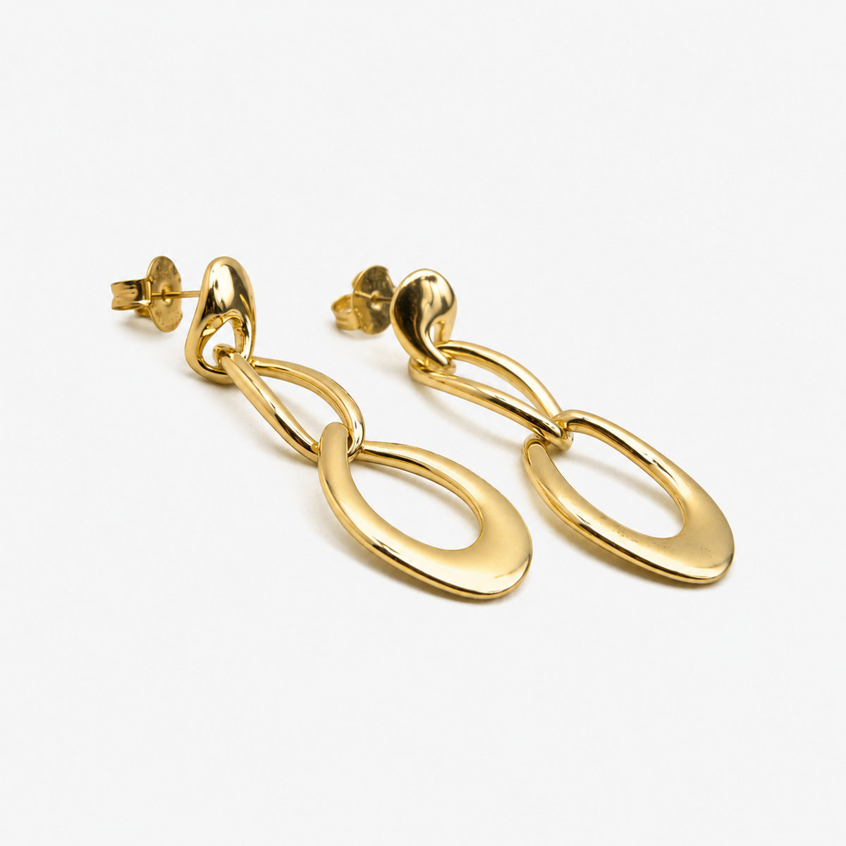 Saimil bold gold statement earrings with a polished 18K gold finish for sophisticated styling