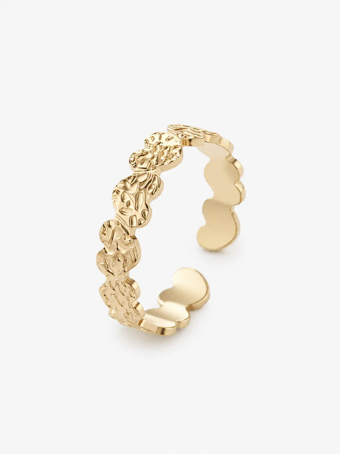 Textured stainless steel ring with a modern statement design and refined textured finish for everyday wear