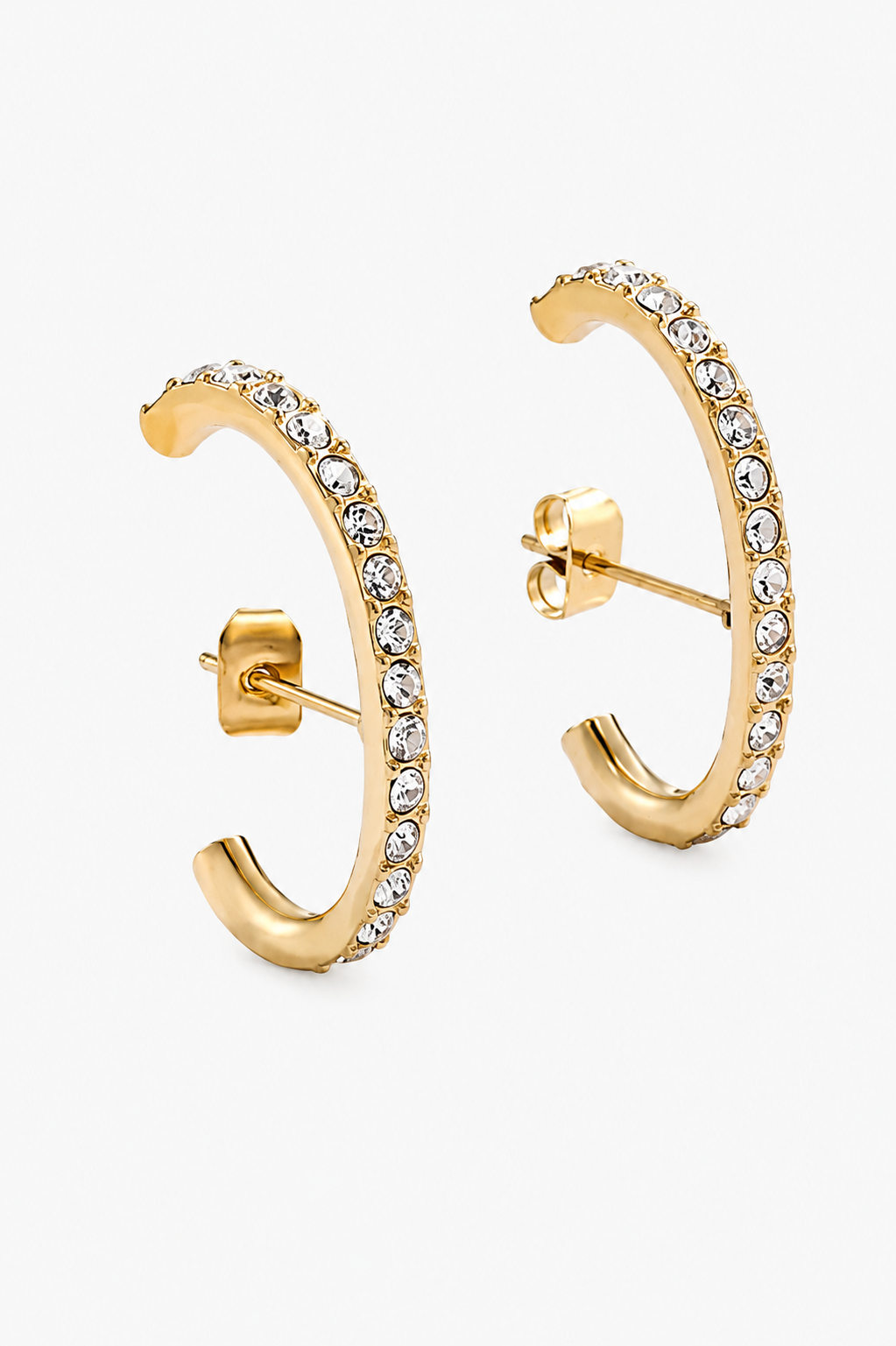 Yellow gold crystal earrings with elegant sparkle for stylish everyday jewellery wear
