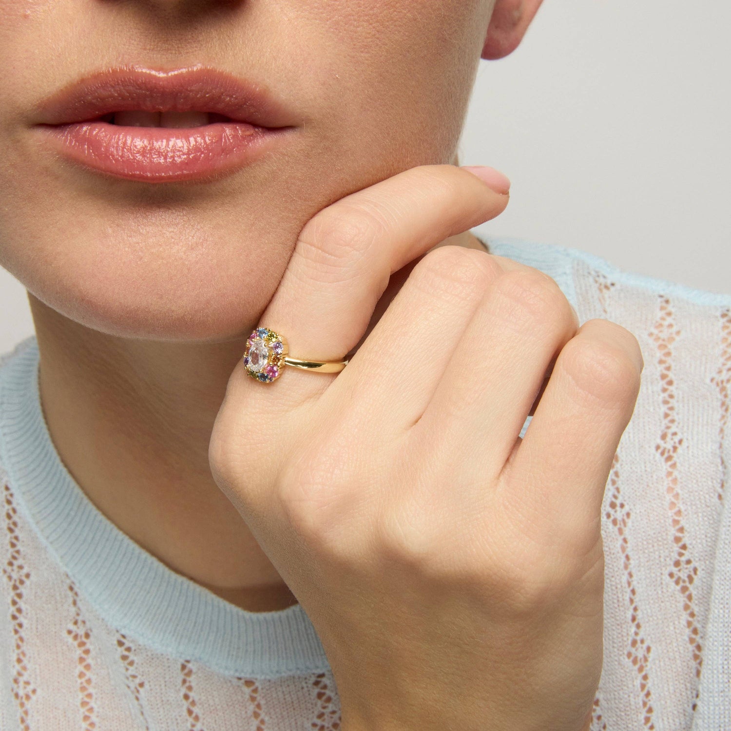 Luxenter Mezay Ring Sterling Zilver 925: ZILVER 925 / Verstelbaar / VEELKLEURIG
