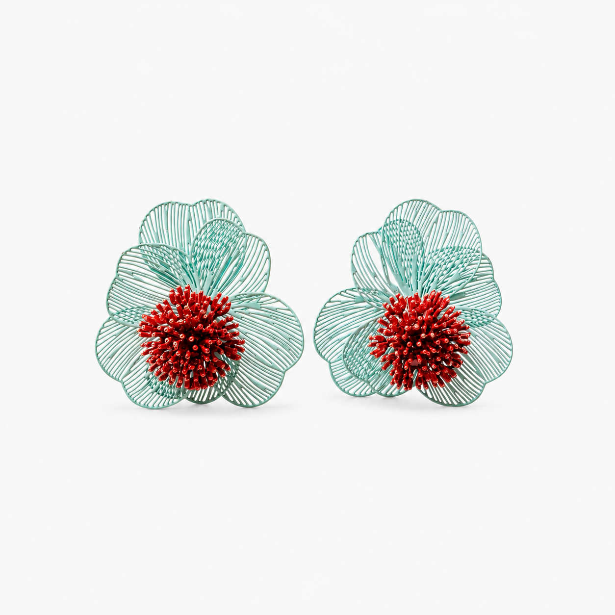 Red Coralina earrings, 2 in 1