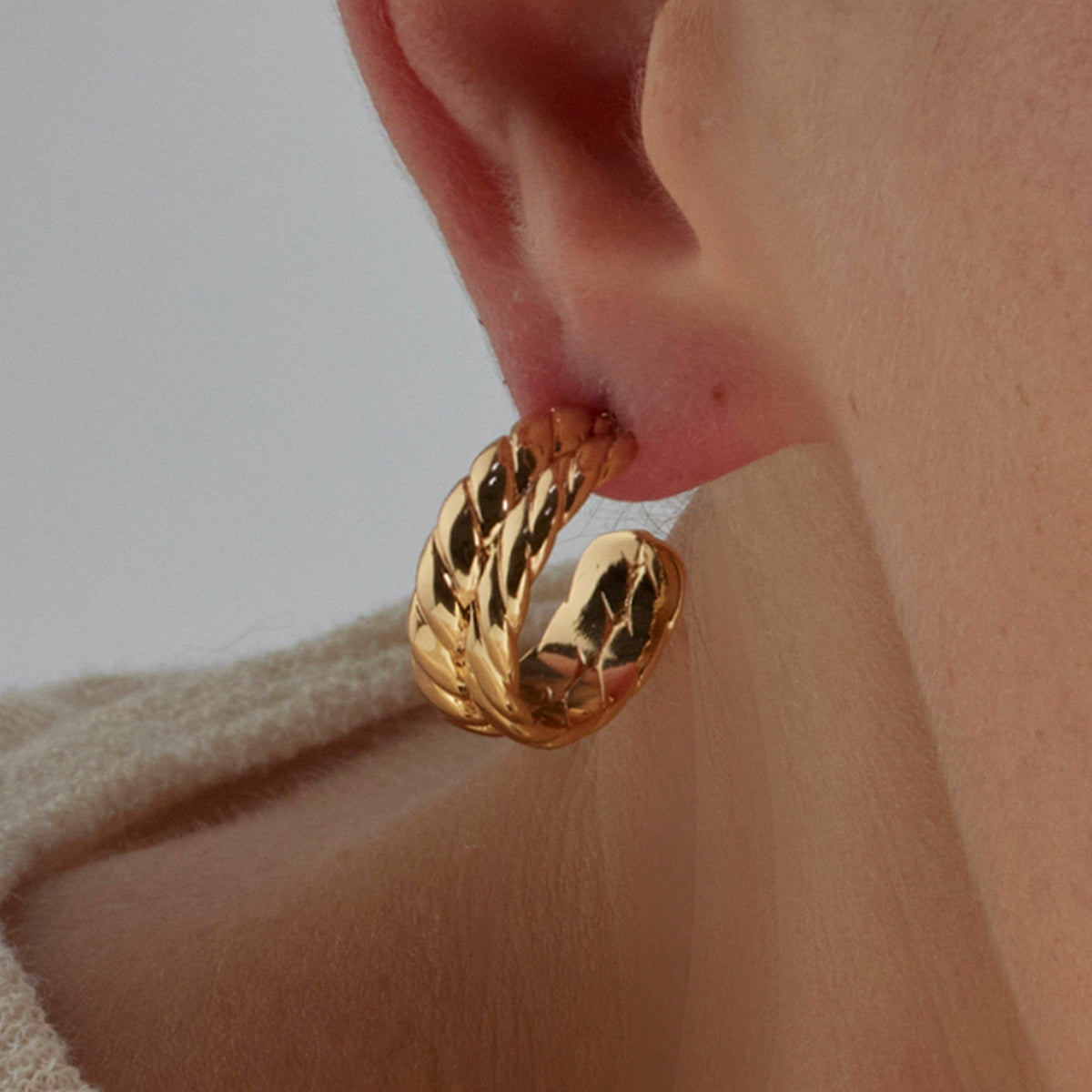  18K gold finish minimalist earrings by Thety, designed for effortless everyday jewellery styling