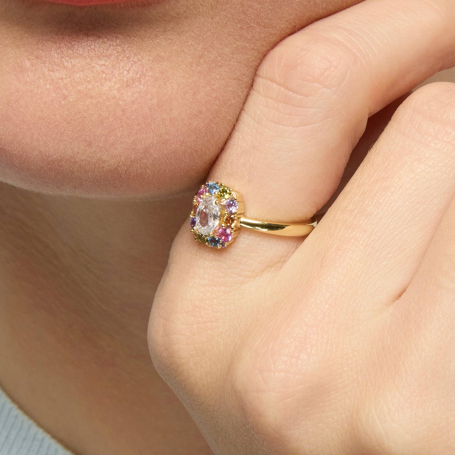 Luxenter Mezay Ring Sterling Zilver 925: ZILVER 925 / Verstelbaar / VEELKLEURIG