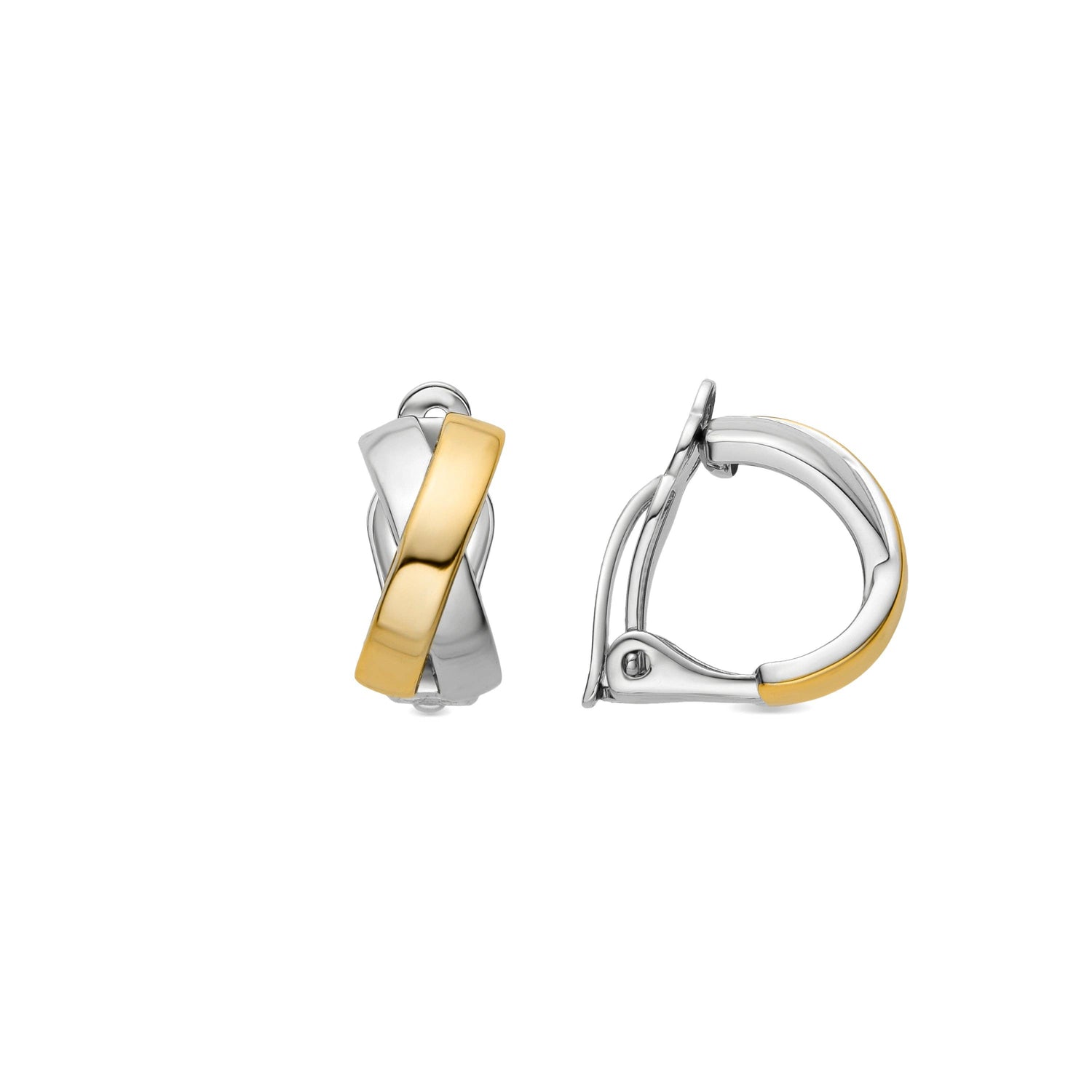 Luxenter oorbellen van 925 sterling zilver afgewerkt in 18k geelgoud - Reina: ZILVER 925 / Única / BLANCO