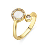 Ring met witte parelmoer, afgewerkt met 18k goud - Yaran: METAALLEGERING / 0 / BLANCO