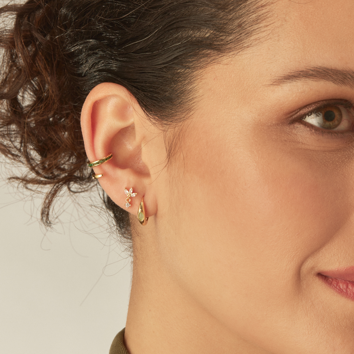 Amazonia hoop earrings featuring 925 sterling silver and amazonite details with a refined gold finish