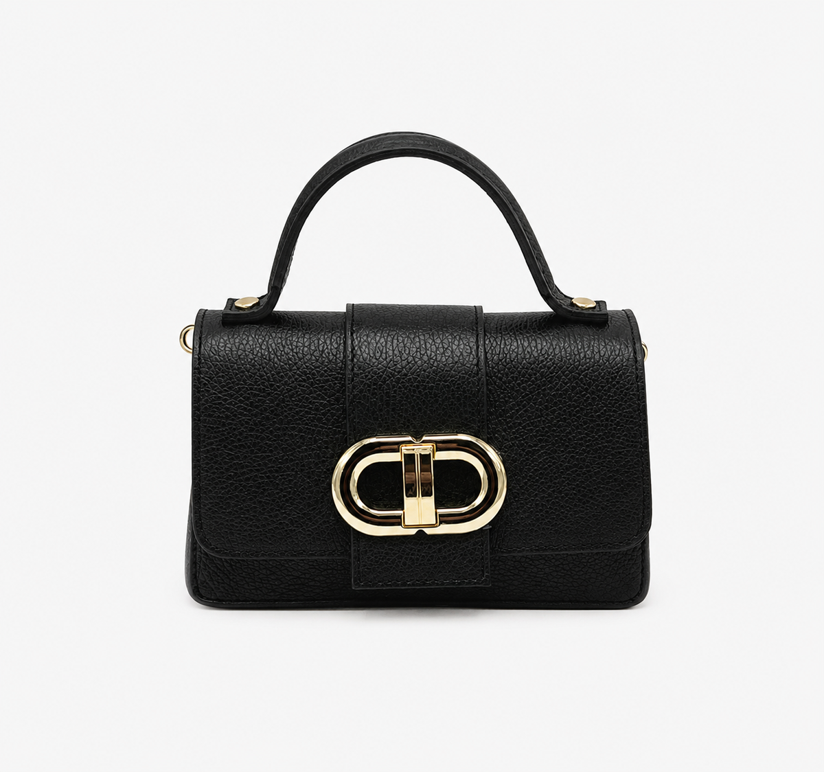 Black mini leather shoulder bag with an elegant compact design for stylish everyday wea