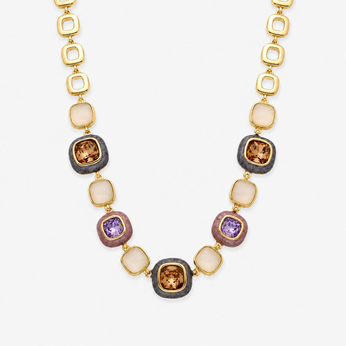 
 Drogolo beaded necklace with multicolor beads and an elegant gold-tone chain for a statement jewellery look