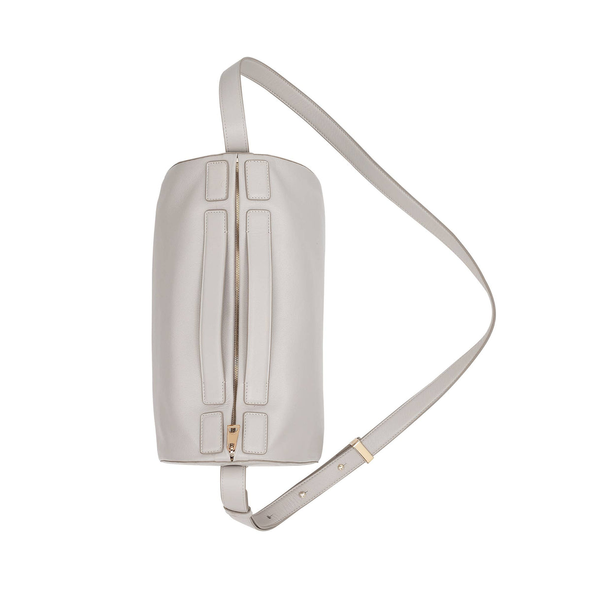 DuDu® premium Nappa leather shoulder bag in pearl grey with a spacious design for everyday use