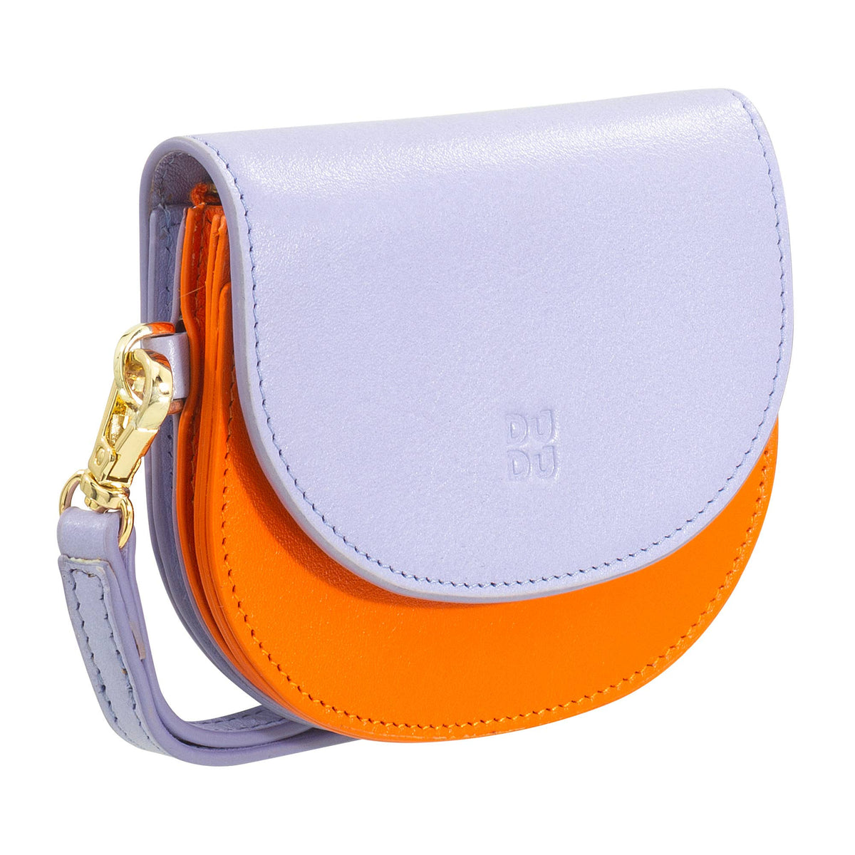 DuDu Provence lilac women's leather purse made from soft calfskin leather with a practical wristlet design