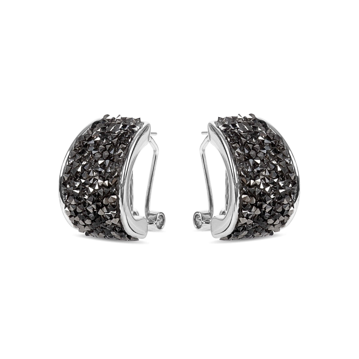 Elegant Kwane black and silver statement earrings featuring a sophisticated contemporary design