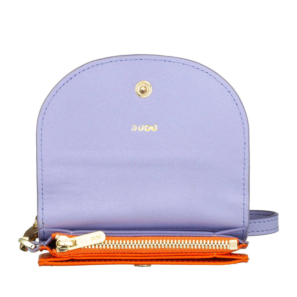 Elegant lilac leather wristlet purse for women, crafted from premium calfskin by DuDu Provence