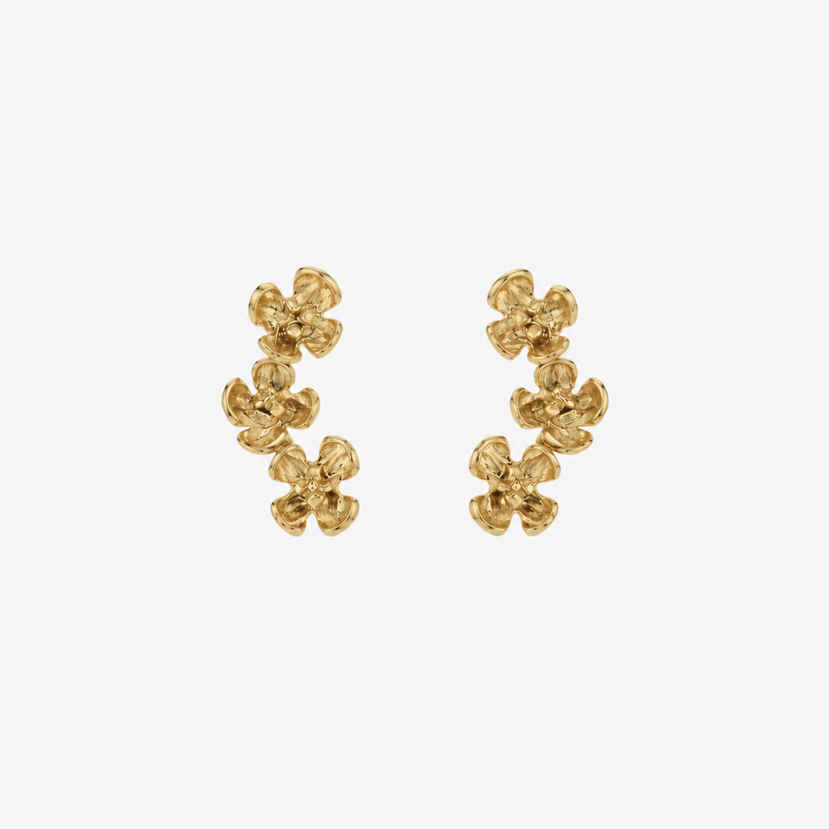 Floral cuff earrings crafted from 925 sterling silver with an elegant 18K gold-plated finish
