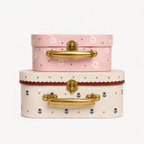 Floral storage suitcase set with elegant decorative cases for stylish organization, storage and travel