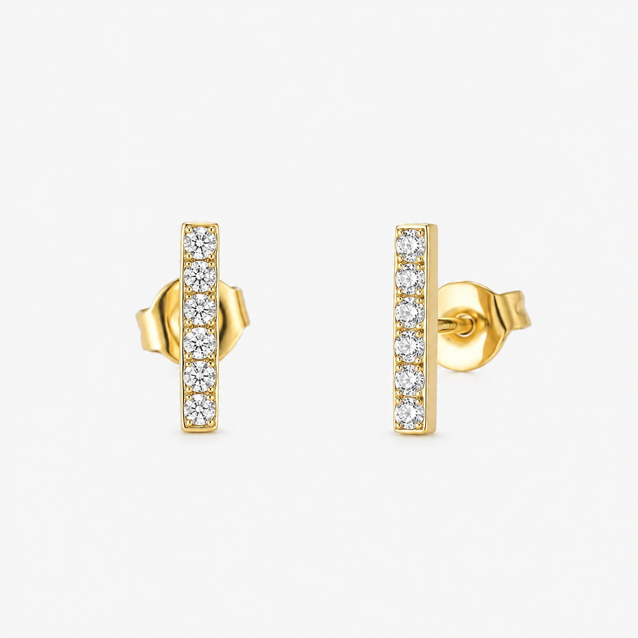 Gold Bar Earrings with Stones – Minimal Sparkle BYREN | ÉLINE L'ATELIER