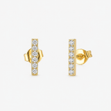 Gold Bar Earrings with Stones – Minimal Sparkle BYREN | ÉLINE L'ATELIER