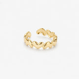  Gold  heart chain ring with an elegant gold-tone finish and modern minimalist chain design